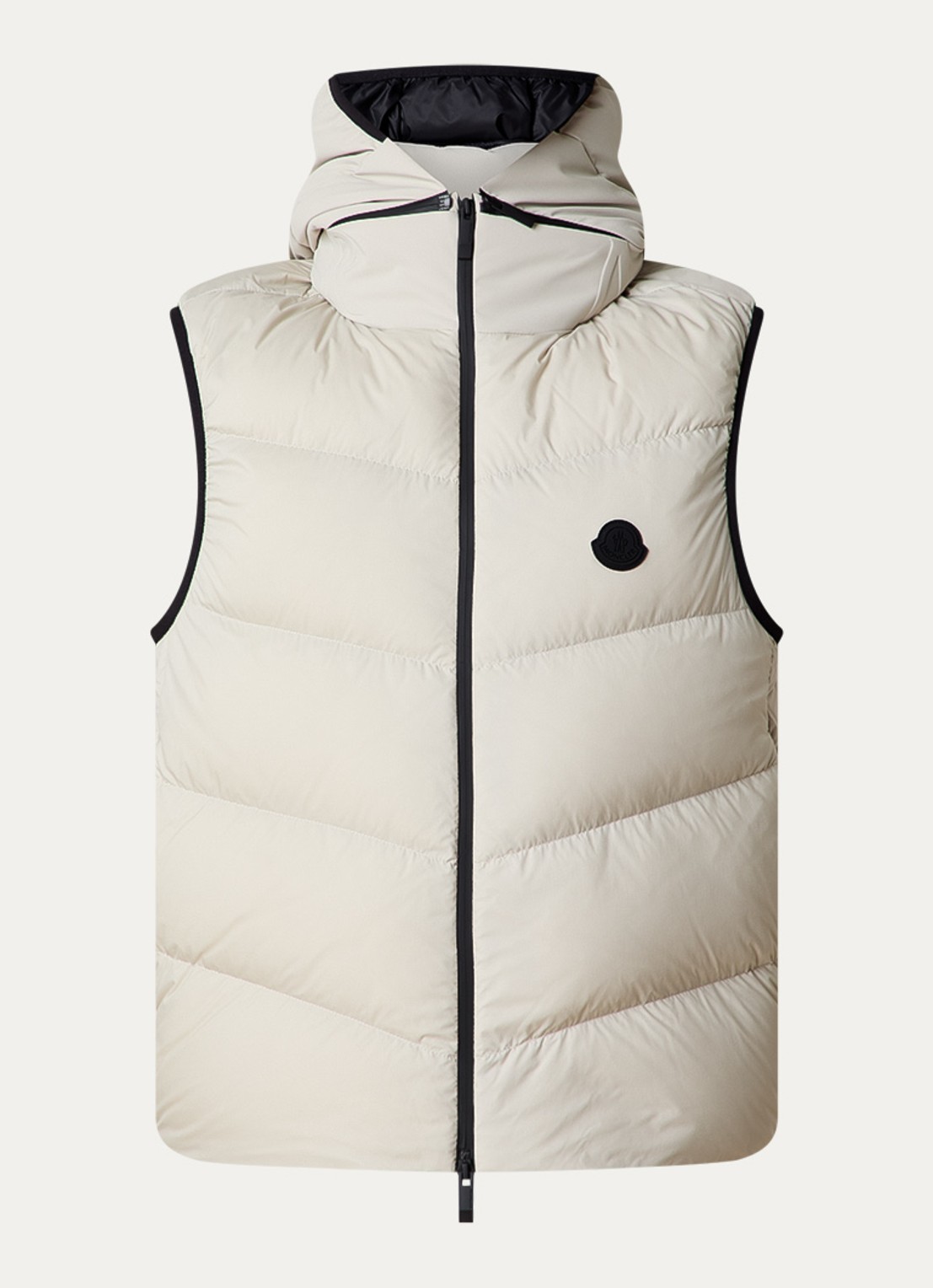 Moncler Guersac gewatteerde bodywarmer met donsvulling en afneembare capuchon - voorkant 2 beige