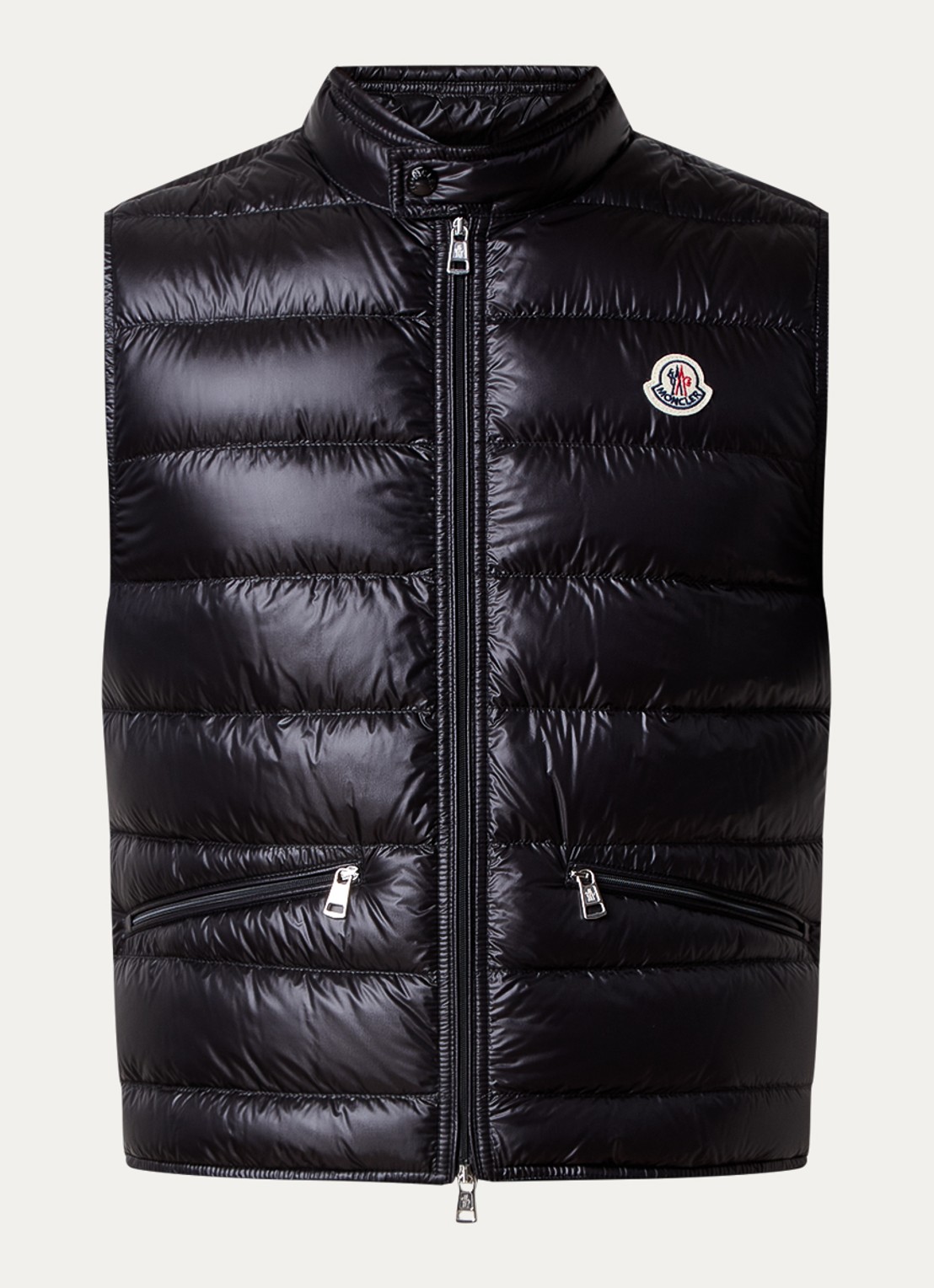 Moncler Gui gewatteerde bodywarmer met donsvulling en logo - voorkant 5 zwart