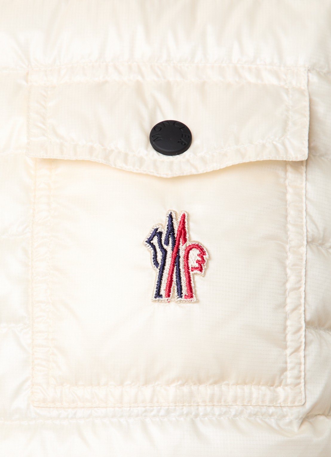 Moncler Gumiane gewatteerde bodywarmer met donsvulling en opbergbare capuchon - detail 4 creme