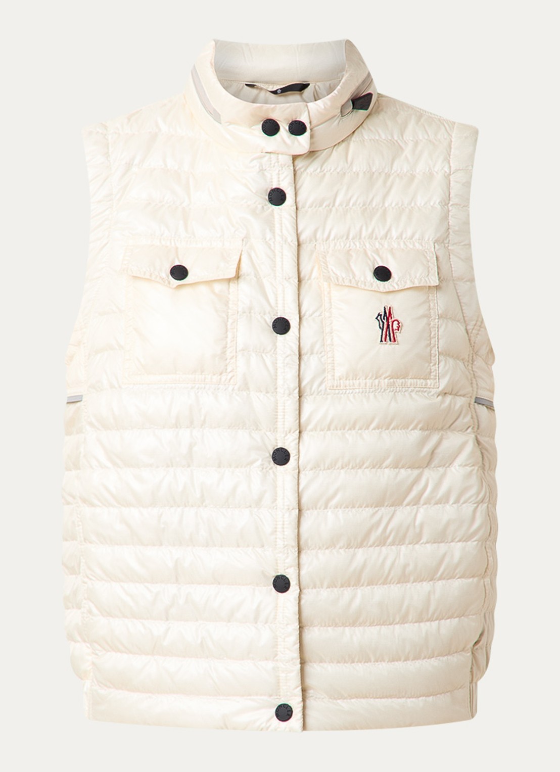 Moncler Gumiane gewatteerde bodywarmer met donsvulling en opbergbare capuchon - voorkant 5 creme