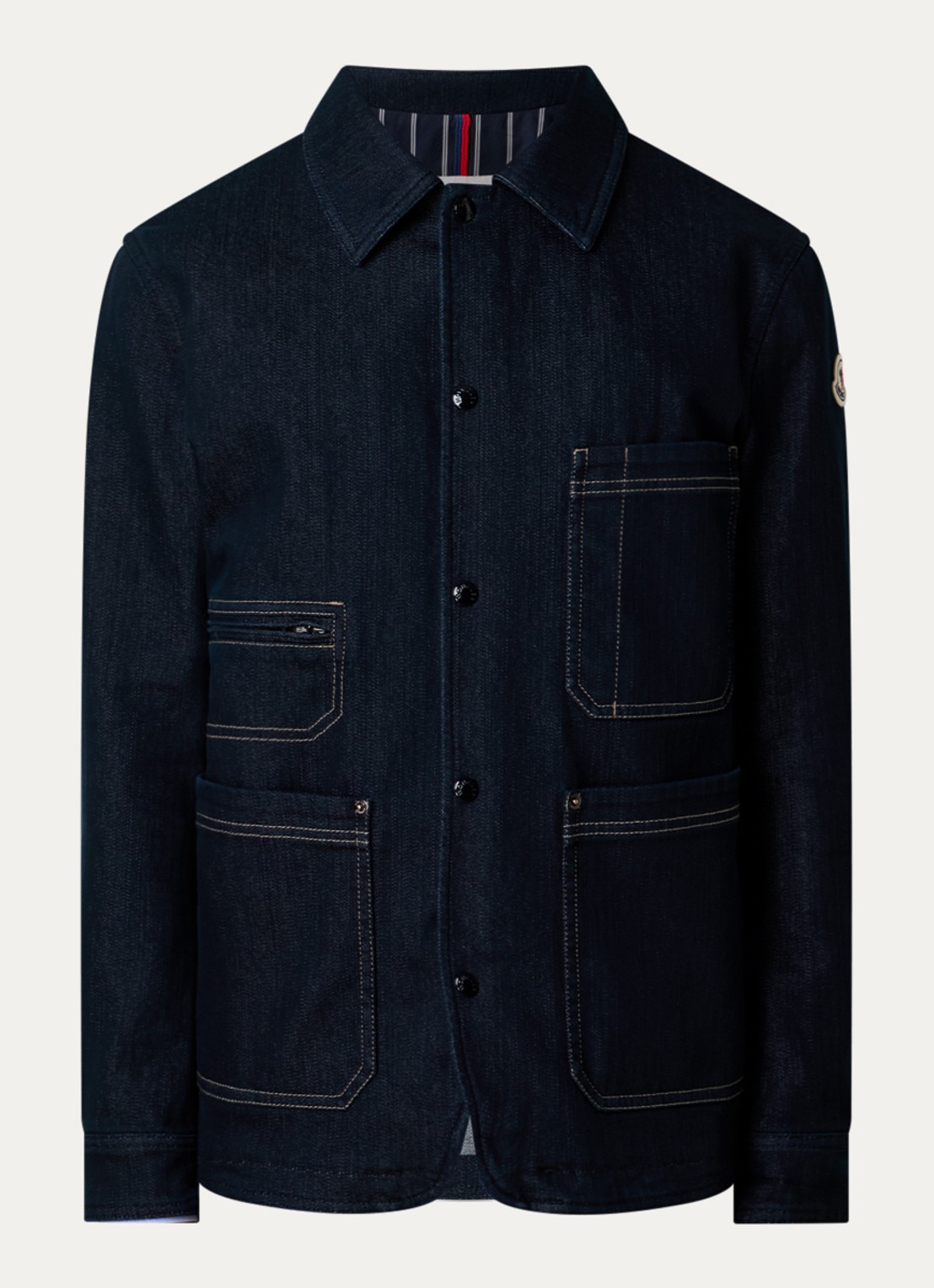 Moncler Haderu spijkerjas met borstzakken - voorkant donkerblauw