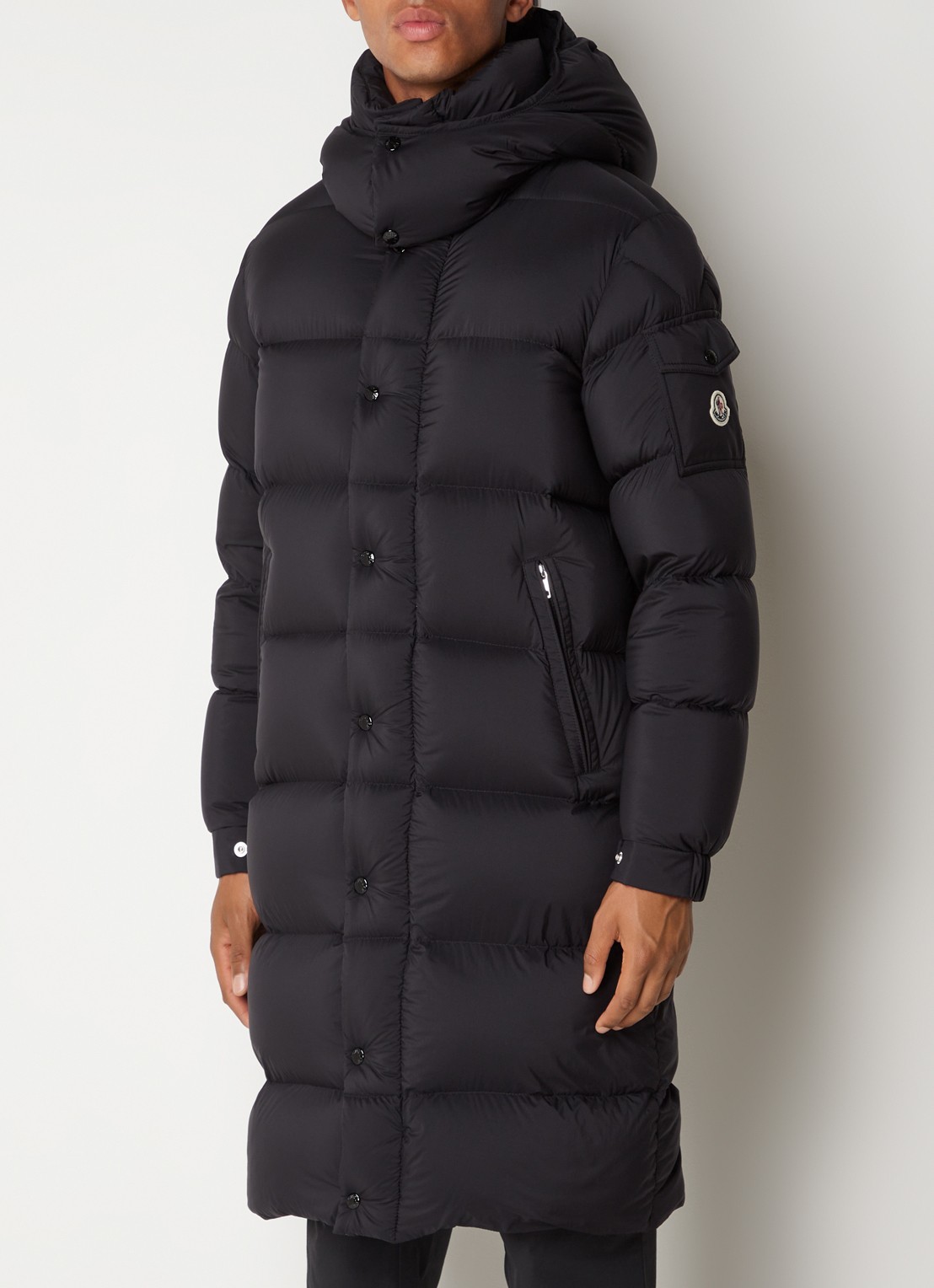 Moncler Hanoverian puffer jas met donsvulling en afneembare capuchon - detail 4 zwart