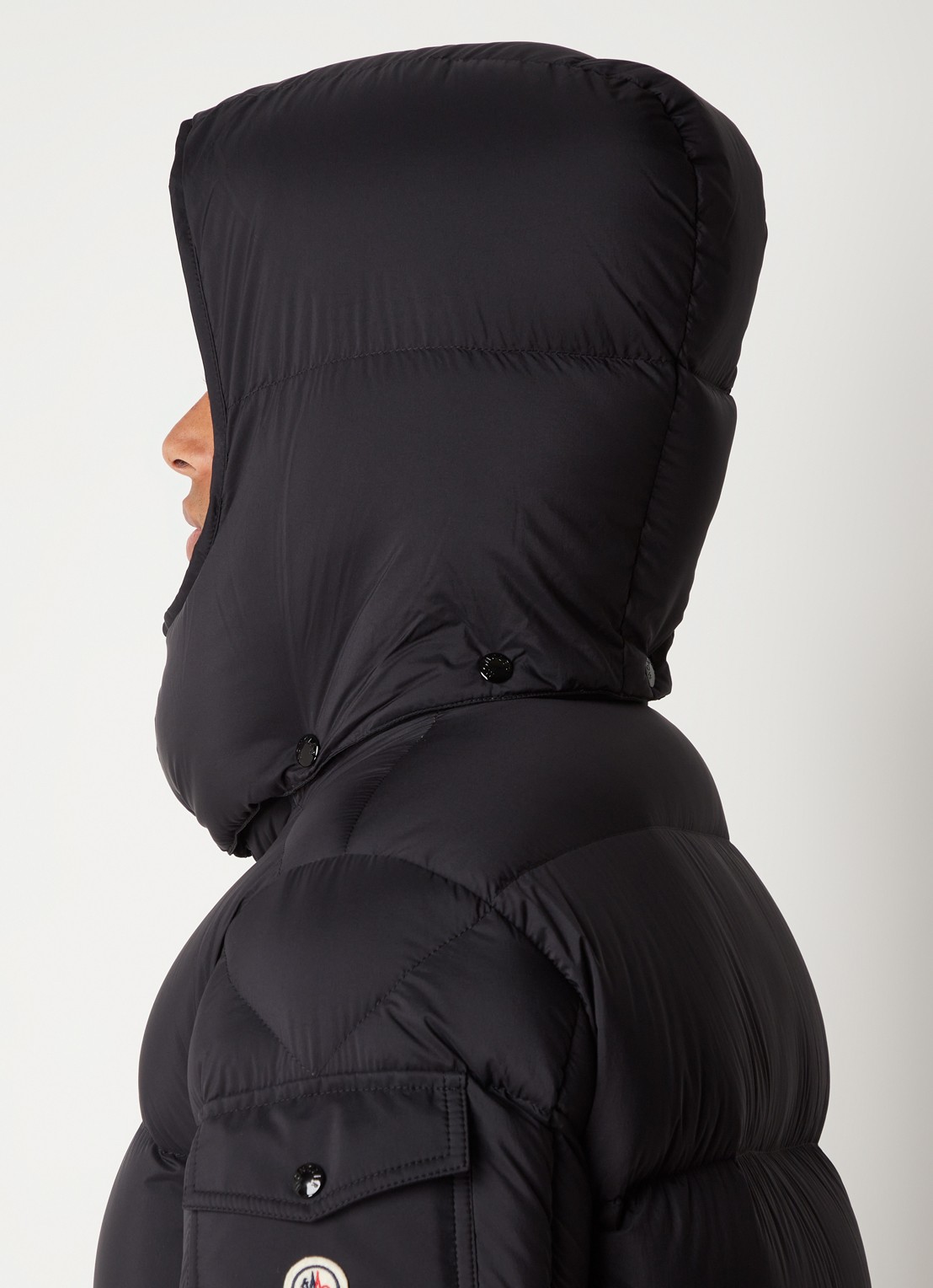 Moncler Hanoverian puffer jas met donsvulling en afneembare capuchon - detail 5 zwart
