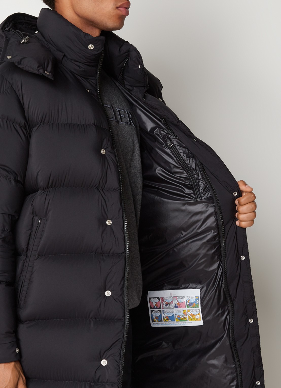 Moncler Hanoverian puffer jas met donsvulling en afneembare capuchon - detail 6 zwart