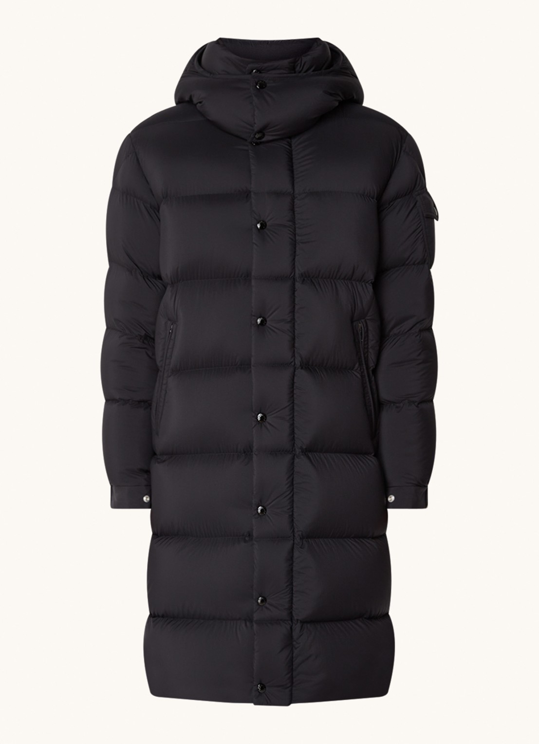 Moncler Hanoverian puffer jas met donsvulling en afneembare capuchon - voorkant 2 zwart