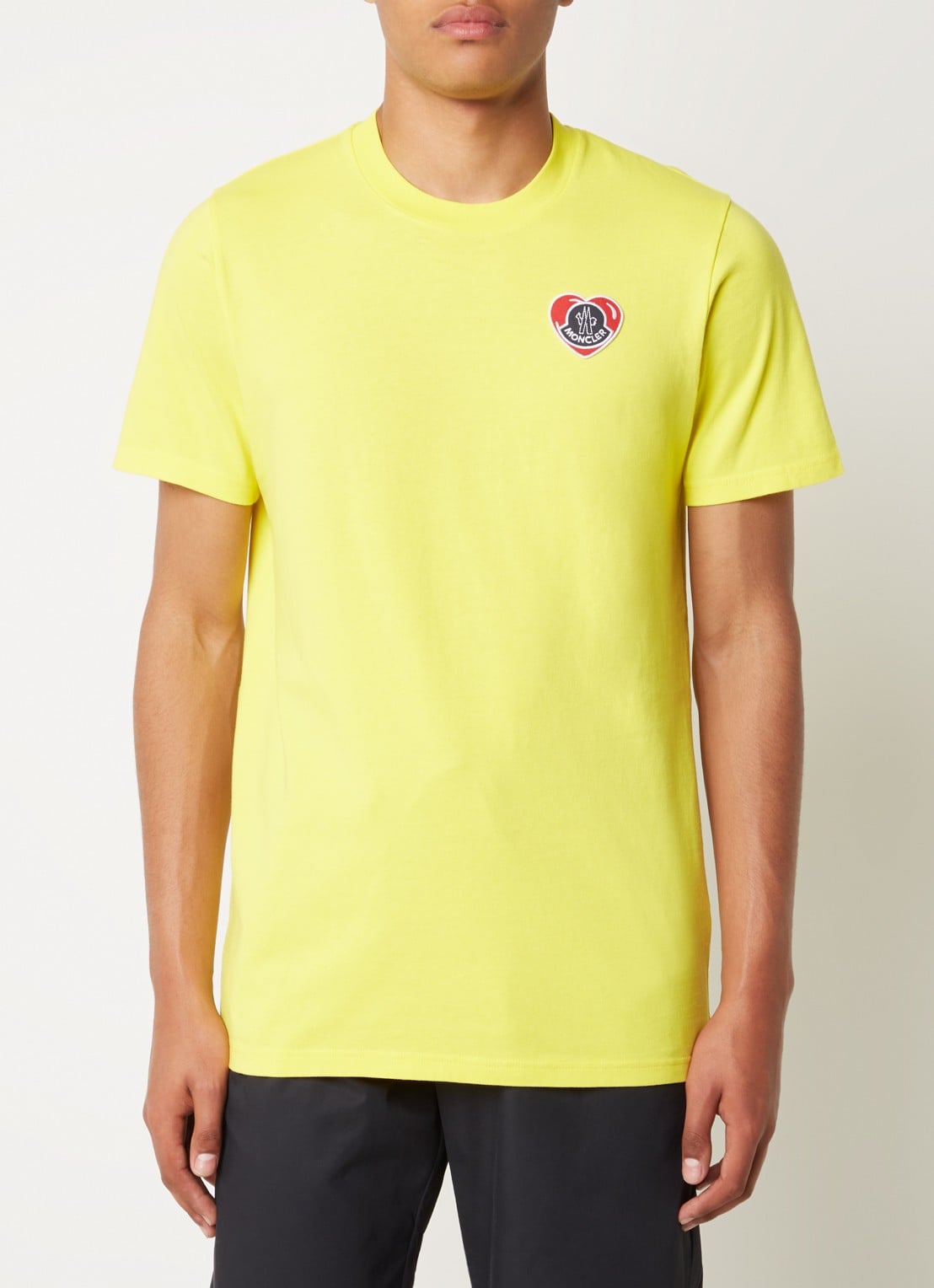 Moncler Heart T-shirt met logoborduring - detail 2 geel