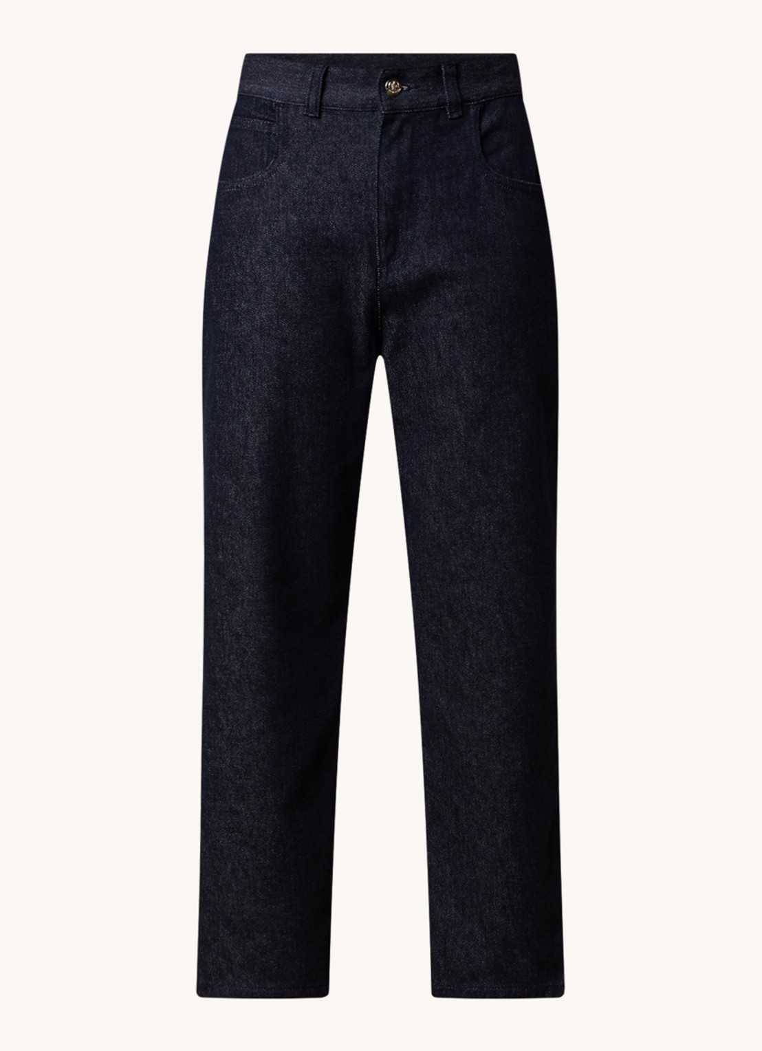 Moncler High waist cropped straight leg jeans met donkere wassing - voorkant 2 indigo