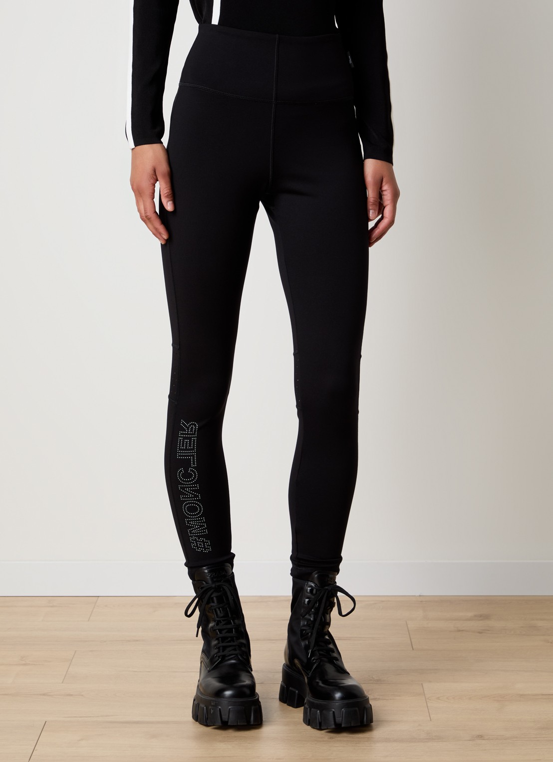 Moncler High waist legging met logo - detail 3 zwart