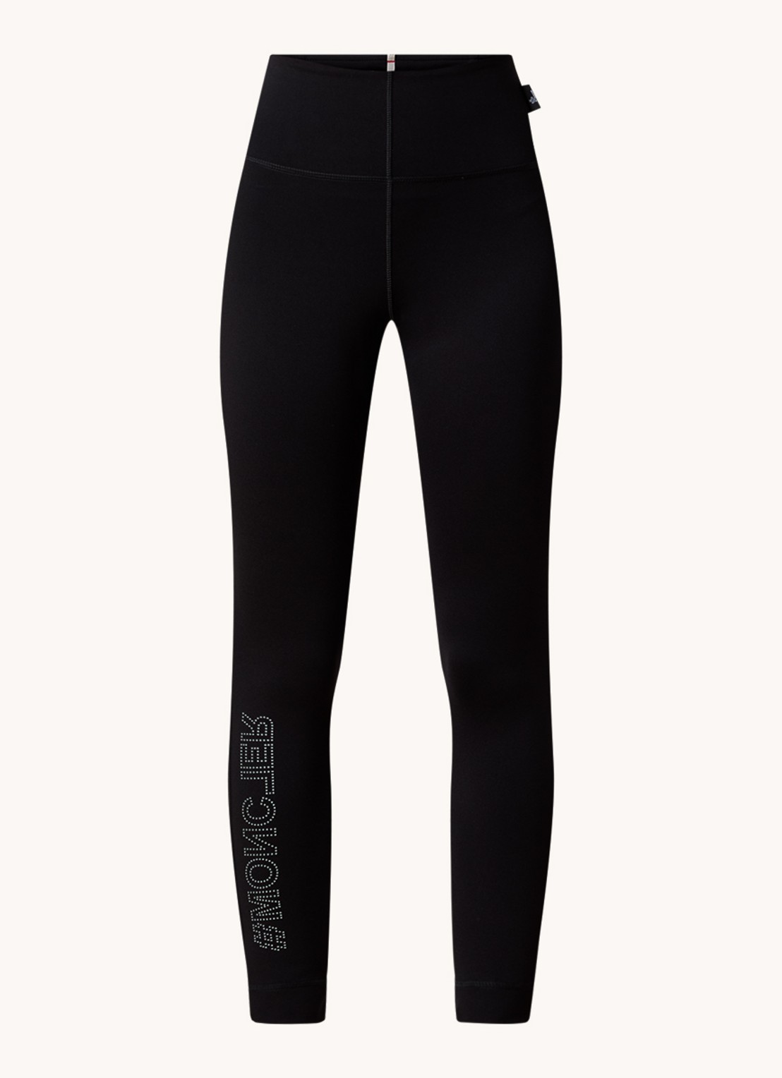 Moncler High waist legging met logo - voorkant zwart