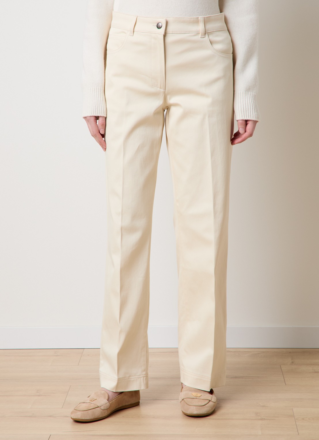 Moncler High waist loose fit broek met steekzakken - detail beige
