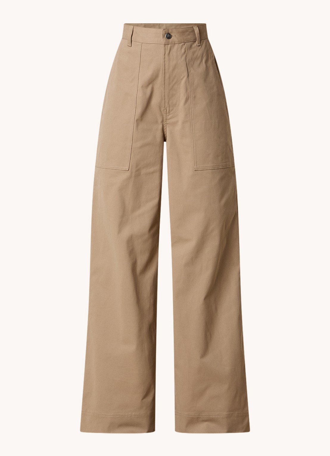 Moncler High waist loose fit chino met steekzakken - voorkant zand