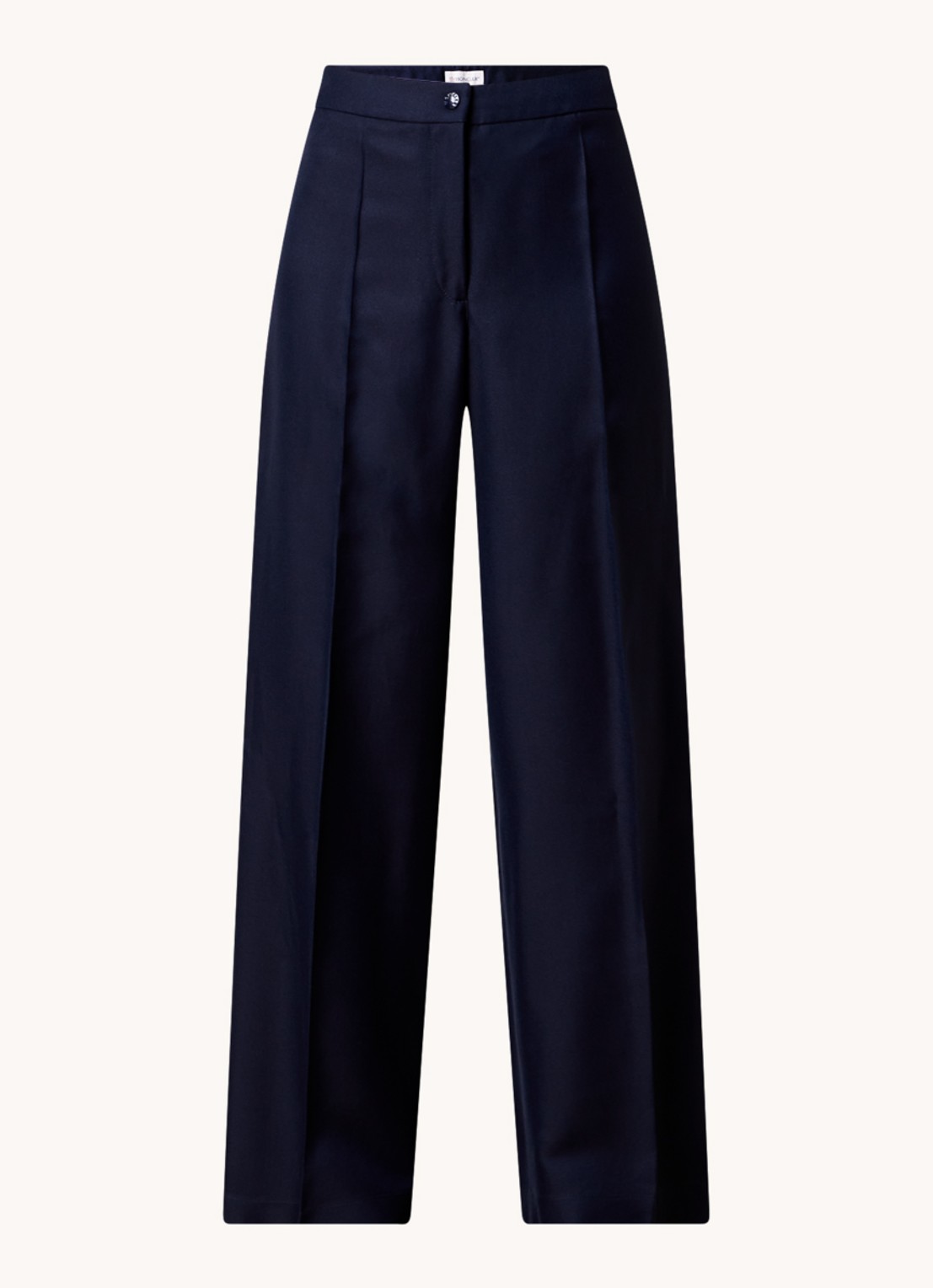 Moncler High waist loose fit pantalon met plooidetail - voorkant donkerblauw