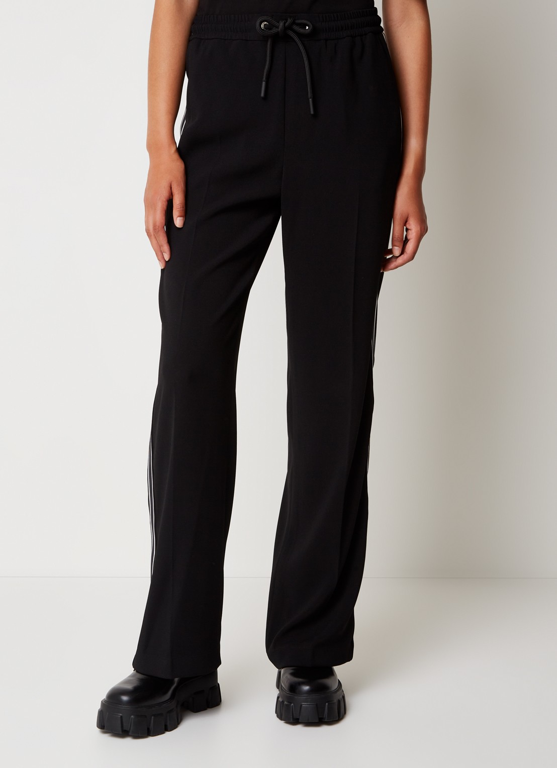 Moncler High waist loose fit trackpants met logoband - detail 2 zwart