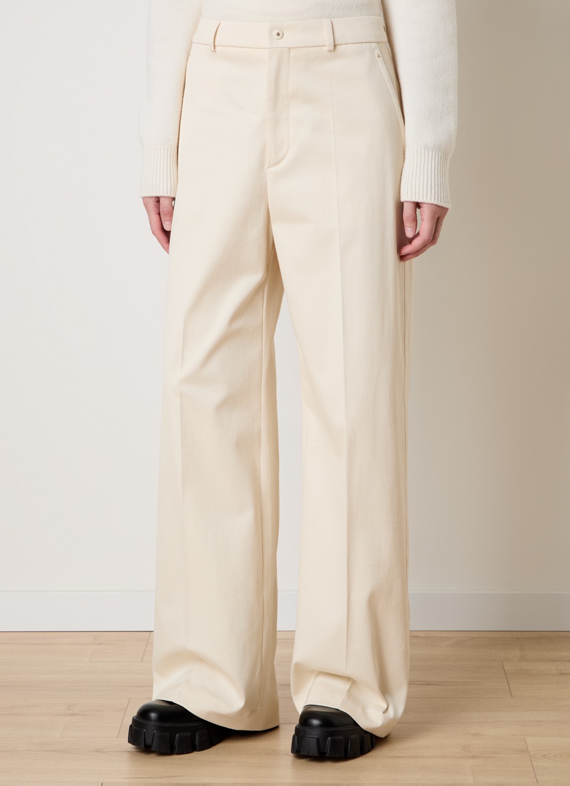 Moncler High waist straight fit pantalon met steekzakken - detail 4 beige