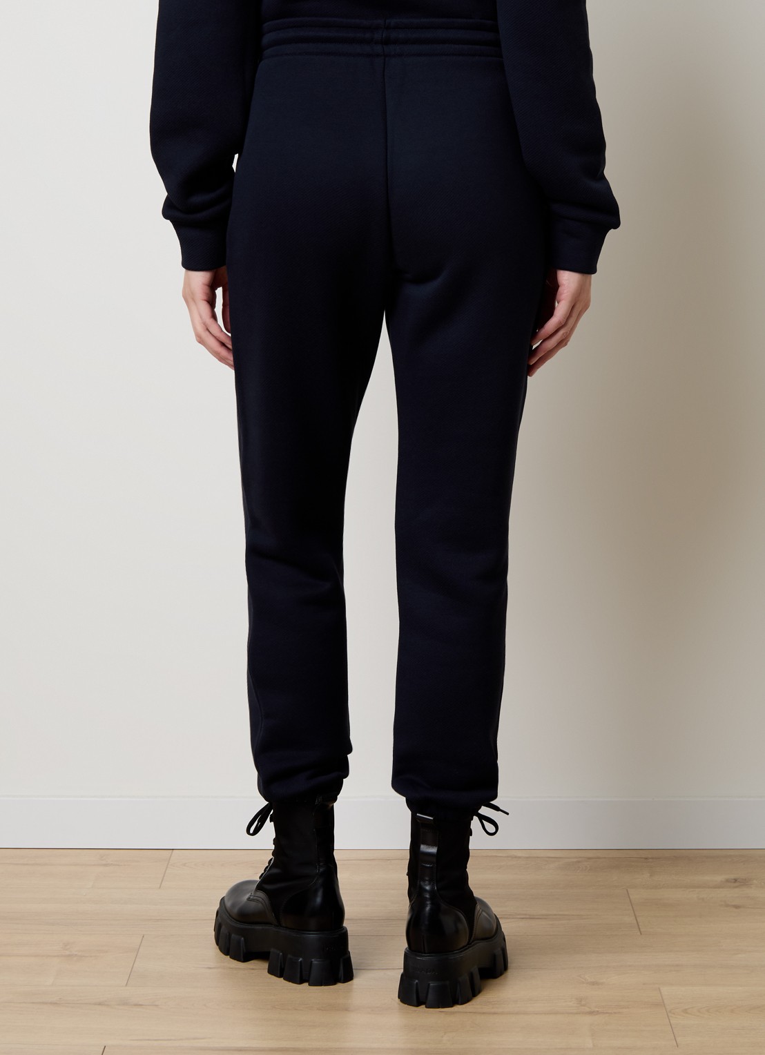 Moncler High waist tapered fit joggingbroek met logo - achterkant donkerblauw