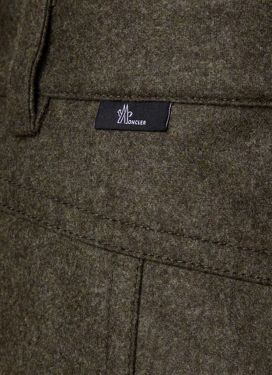 Moncler High waist wide fit broek van wol met steekzakken - detail 3 bronsgroen