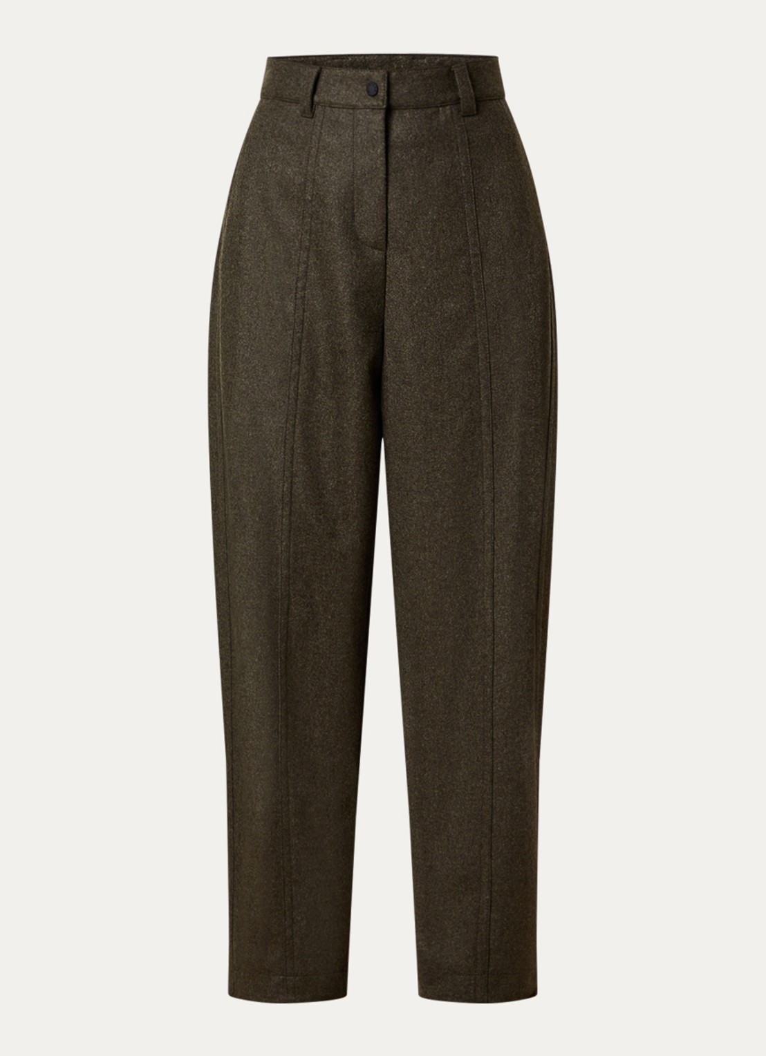 Moncler High waist wide fit broek van wol met steekzakken - voorkant 5 bronsgroen