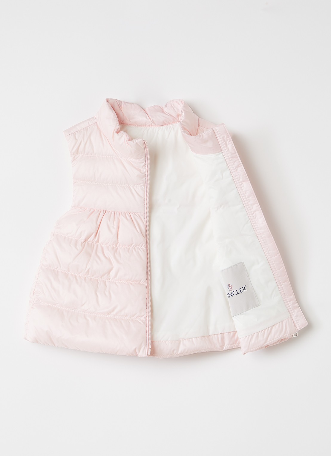 Moncler Hiva gewatteerde bodywarmer met donsvulling en logo - voorkant 2 lichtroze