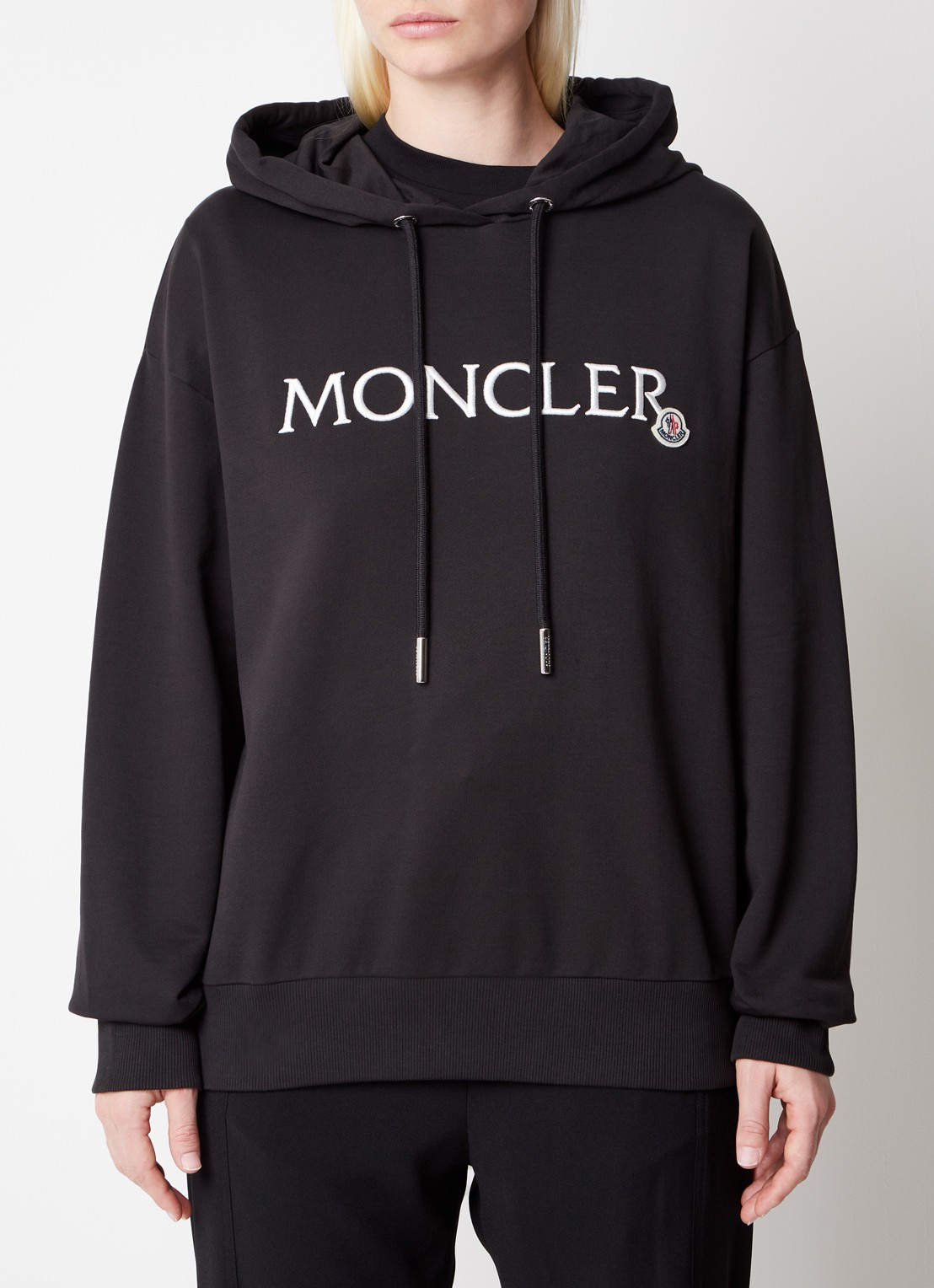 Moncler Hoodie met logoborduring - detail 3 zwart