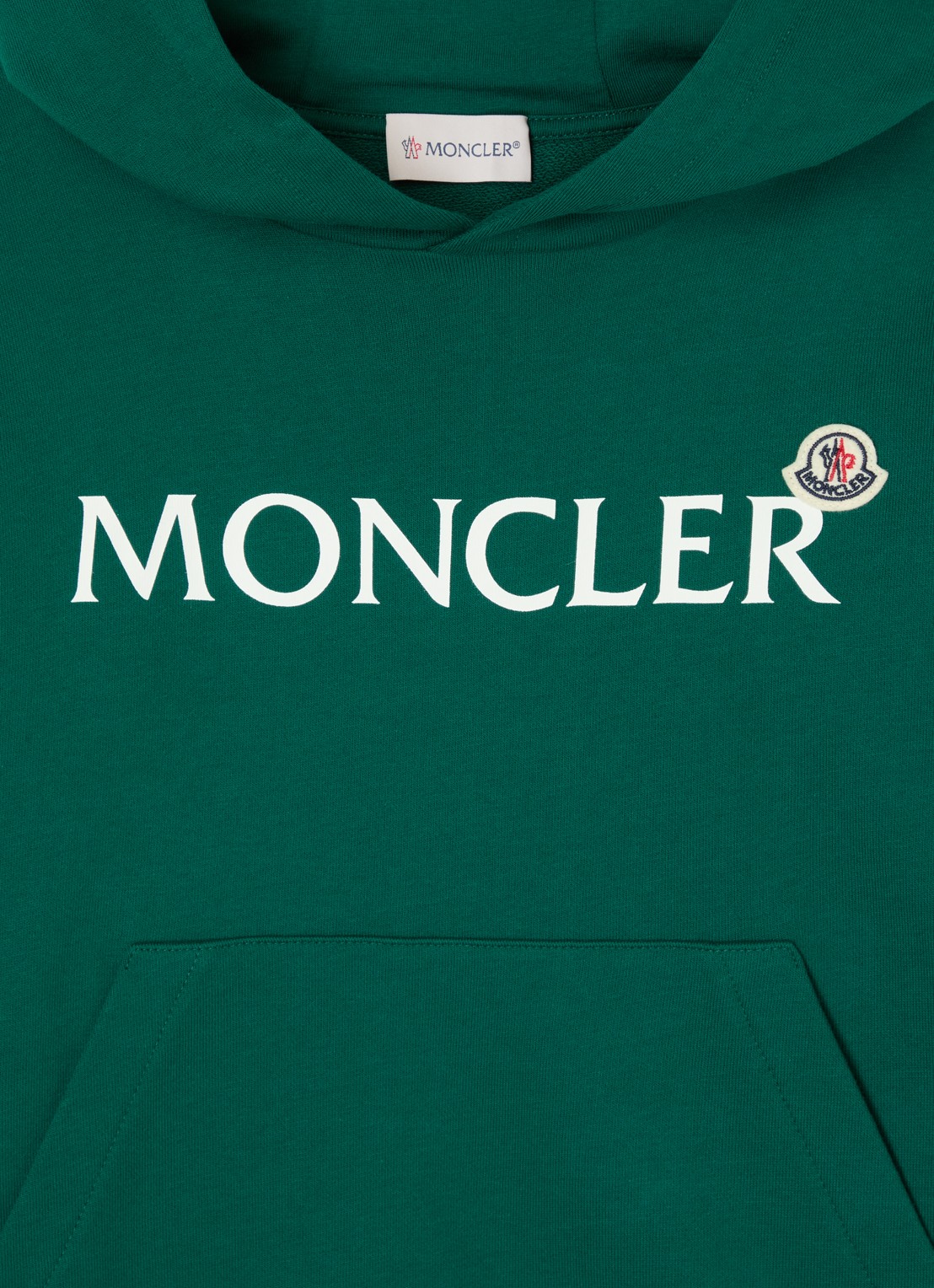 Moncler Hoodie met logoprint - detail donkergroen