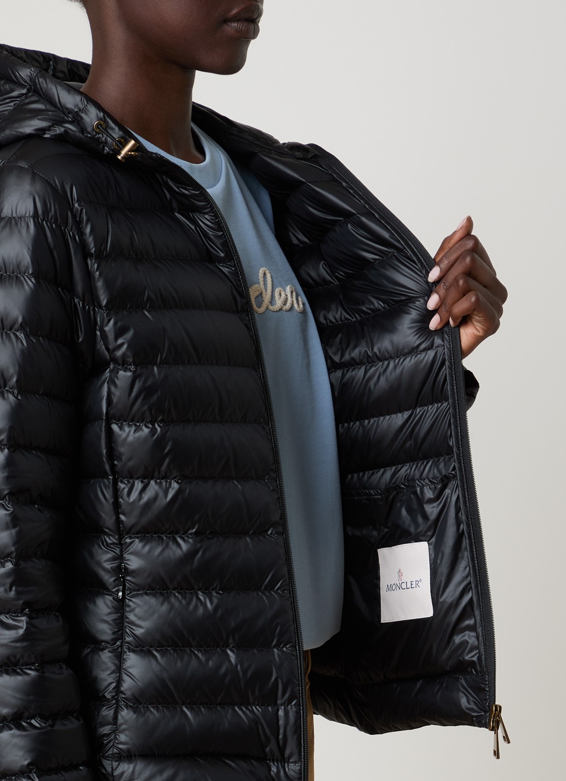 Moncler Igelhood gewatteerd jack met donsvulling en capuchon - detail 5 zwart