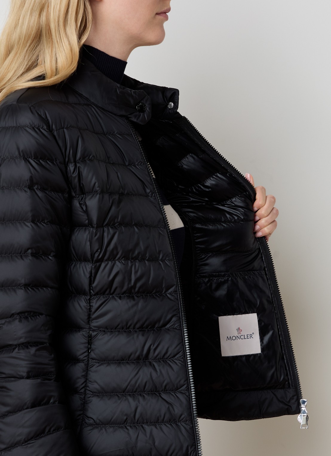 Moncler Igelle gewatteerd jack met donsvulling en logoborduring - detail 5 zwart