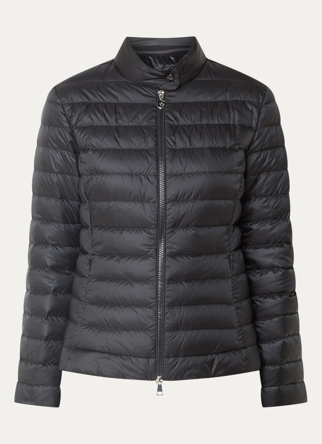 Moncler Igelle gewatteerd jack met donsvulling en logoborduring - voorkant zwart