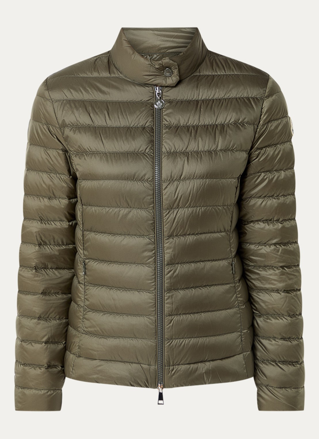 Moncler Igelle gewatteerd jack met donsvulling en logoborduring - voorkant 2 bronsgroen