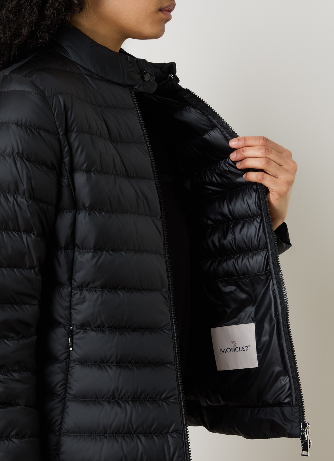 Moncler Igelle gewatteerd jack met donsvulling en ritszakken - detail 5 zwart