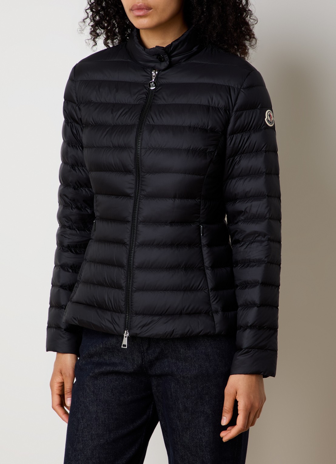 Moncler Igelle gewatteerde jas met donsvulling en logo - detail 2 zwart