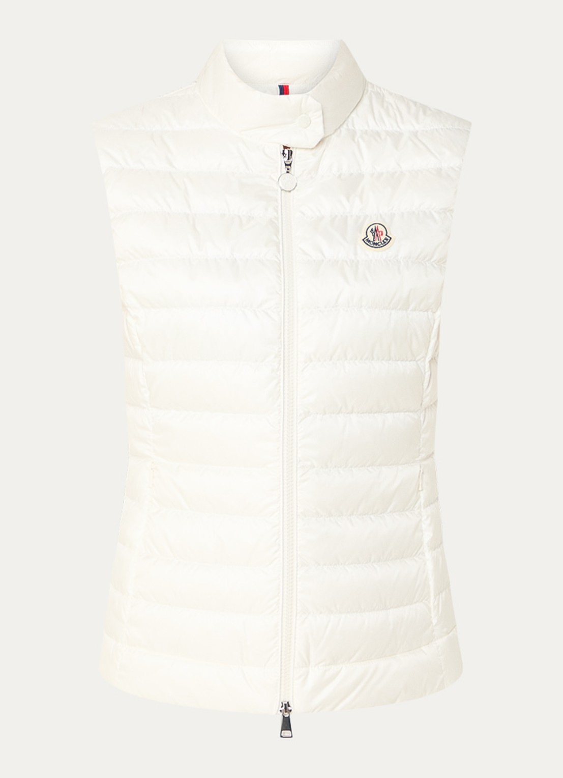 Moncler Igens gewatteerde bodywarmer met donsvulling en logo - voorkant gebroken wit