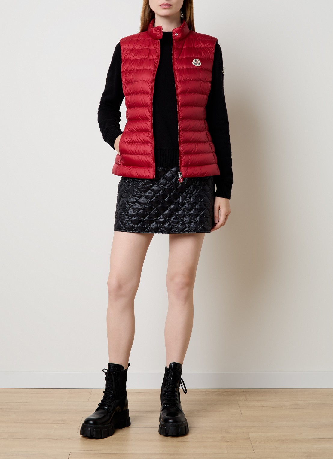 Moncler Igens gewatteerde bodywarmer met donsvulling - voorkant 3 rood