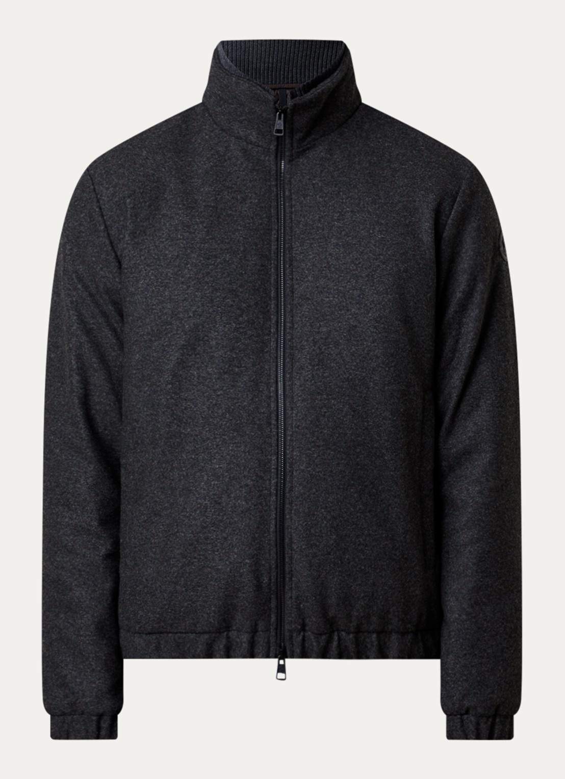 Moncler Jack in wolblend met steekzakken - voorkant 5 antraciet
