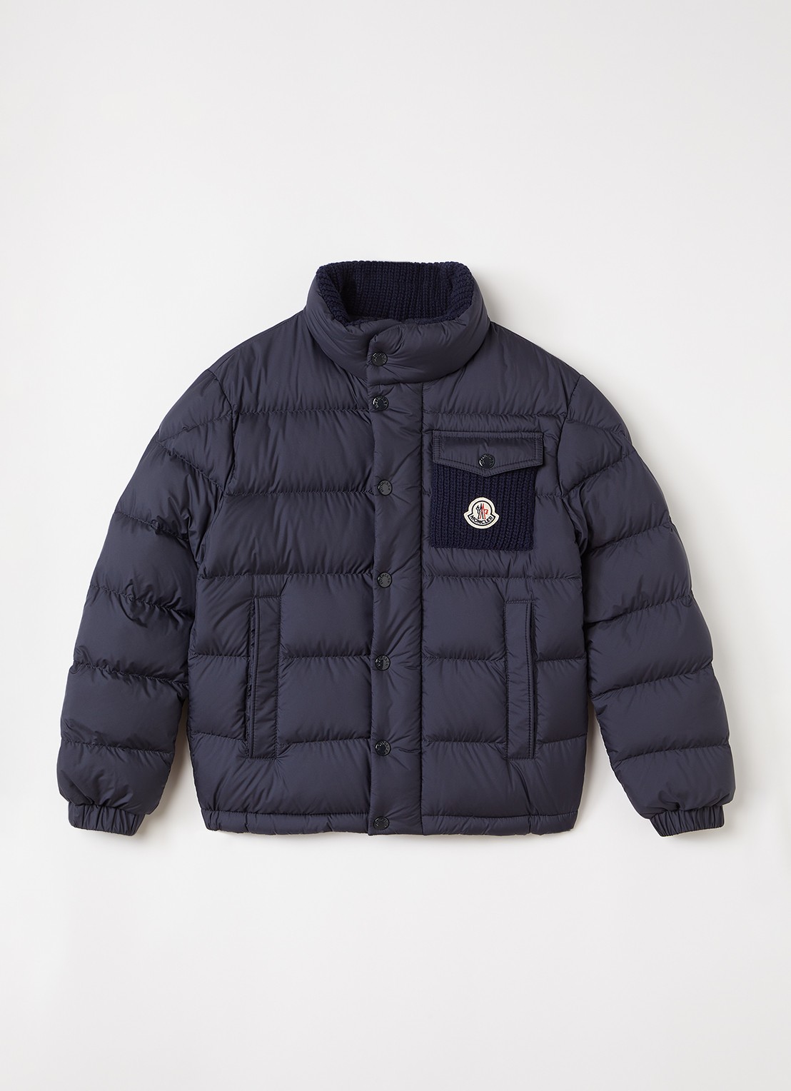 Moncler Jarek pufferjack met donsvulling - voorkant donkerblauw