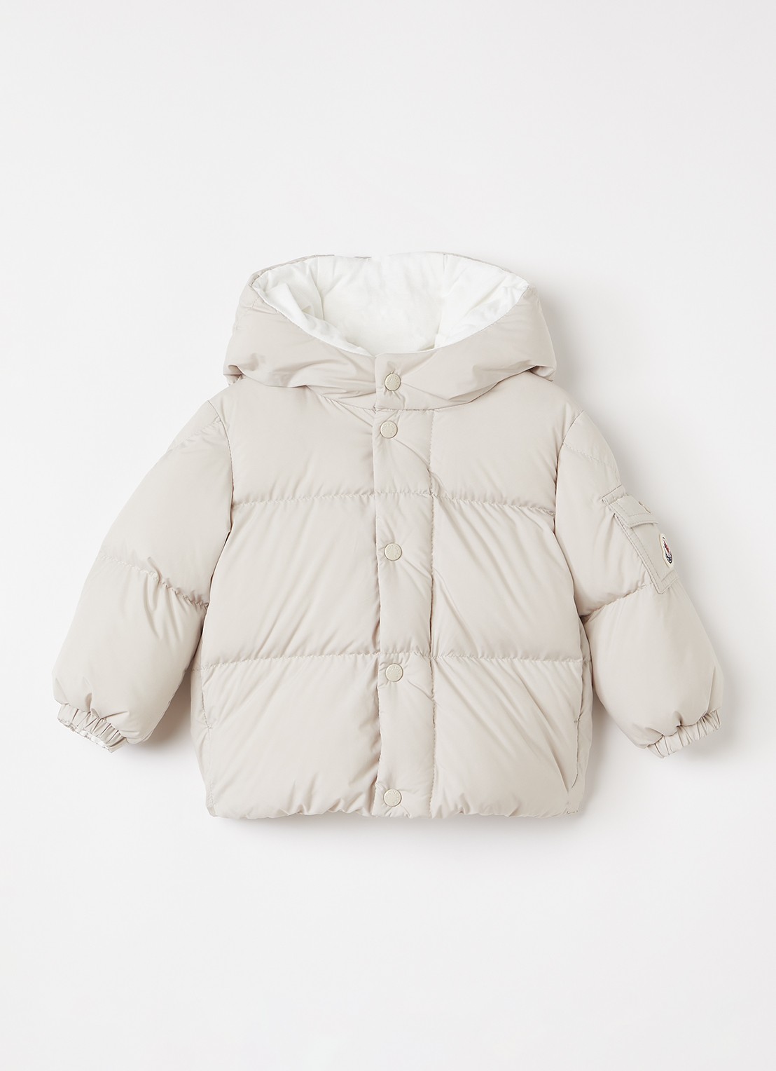 Moncler Jareth pufferjack met donsvulling - voorkant ivoor