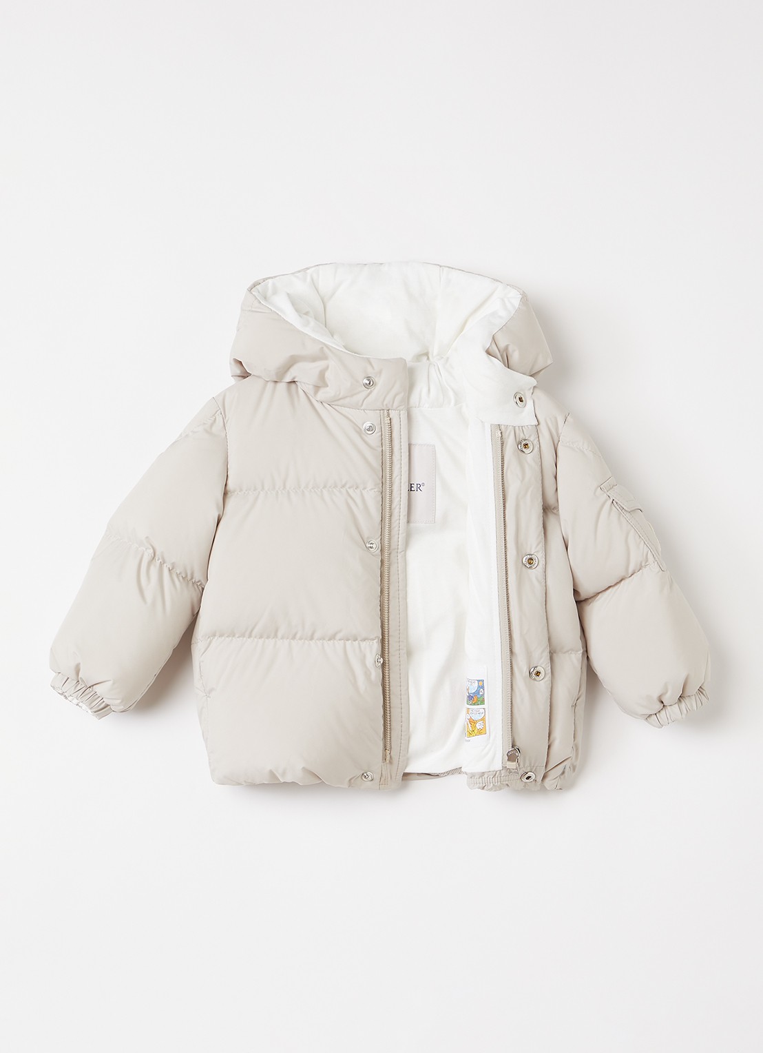 Moncler Jareth pufferjack met donsvulling - voorkant 2 ivoor