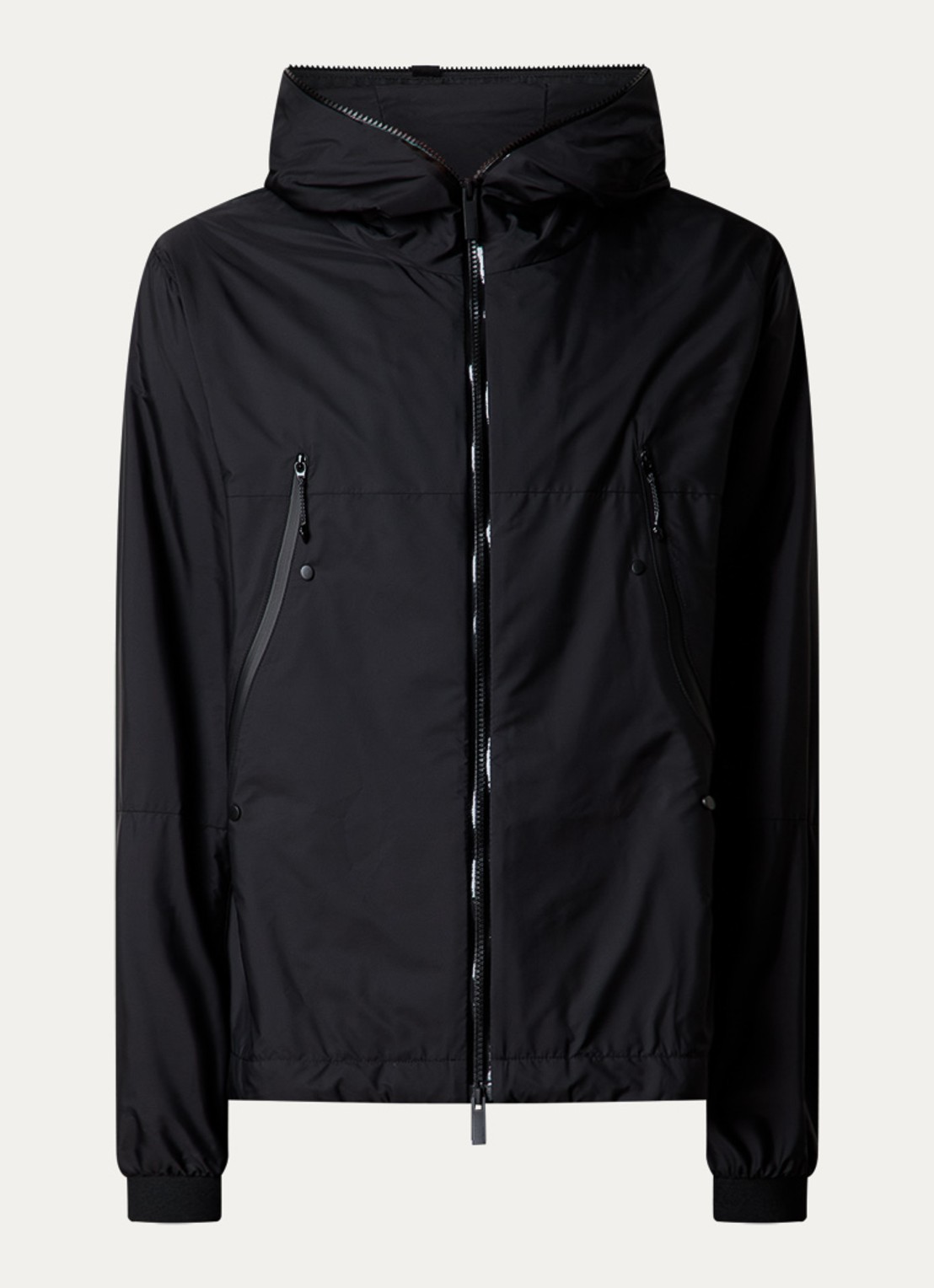 Moncler Junichi windjack met capuchon - voorkant 2 zwart
