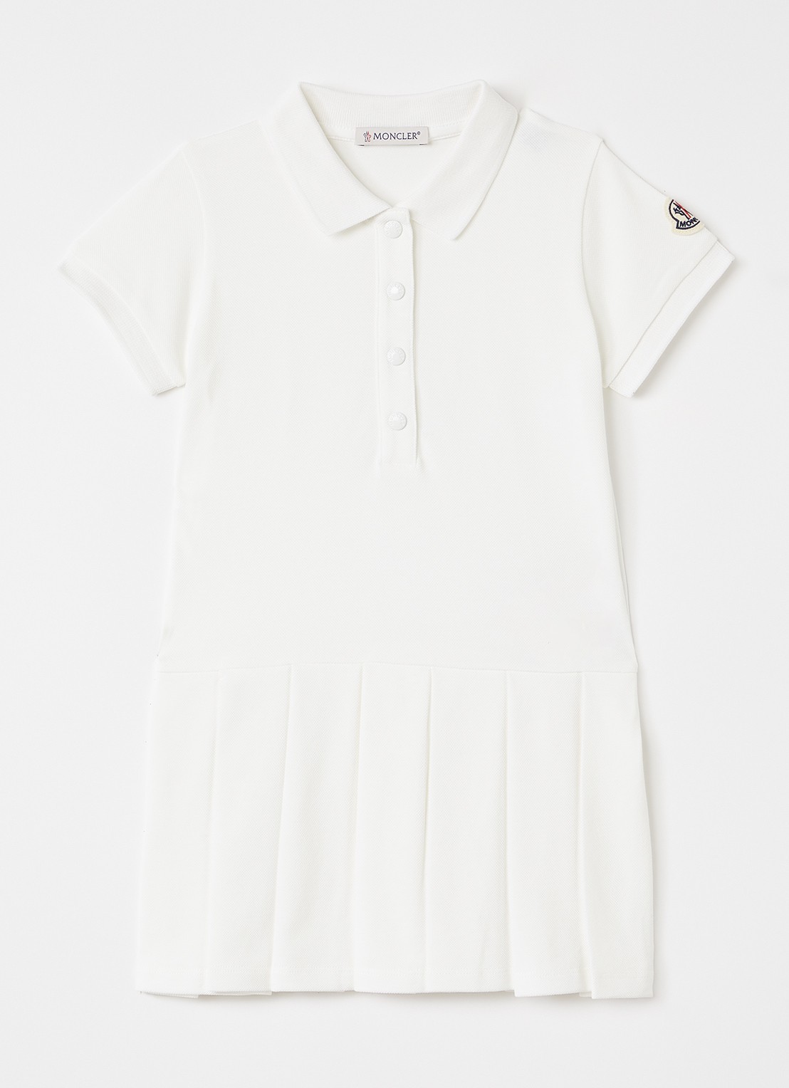 Moncler Jurk met polokraag en logo - voorkant wit