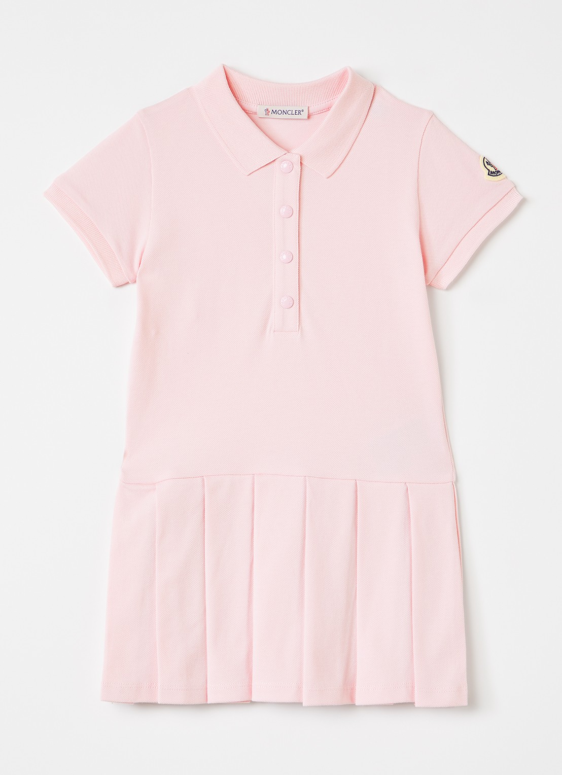 Moncler Jurk met polokraag en logo - voorkant roze