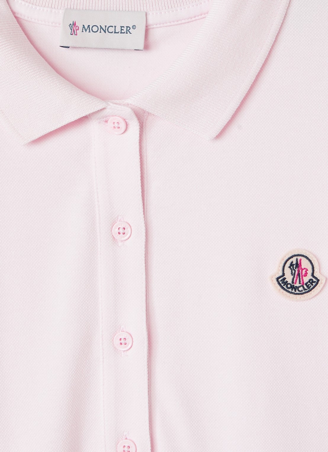 Moncler Jurk met polokraag en logo - detail 3 lichtroze