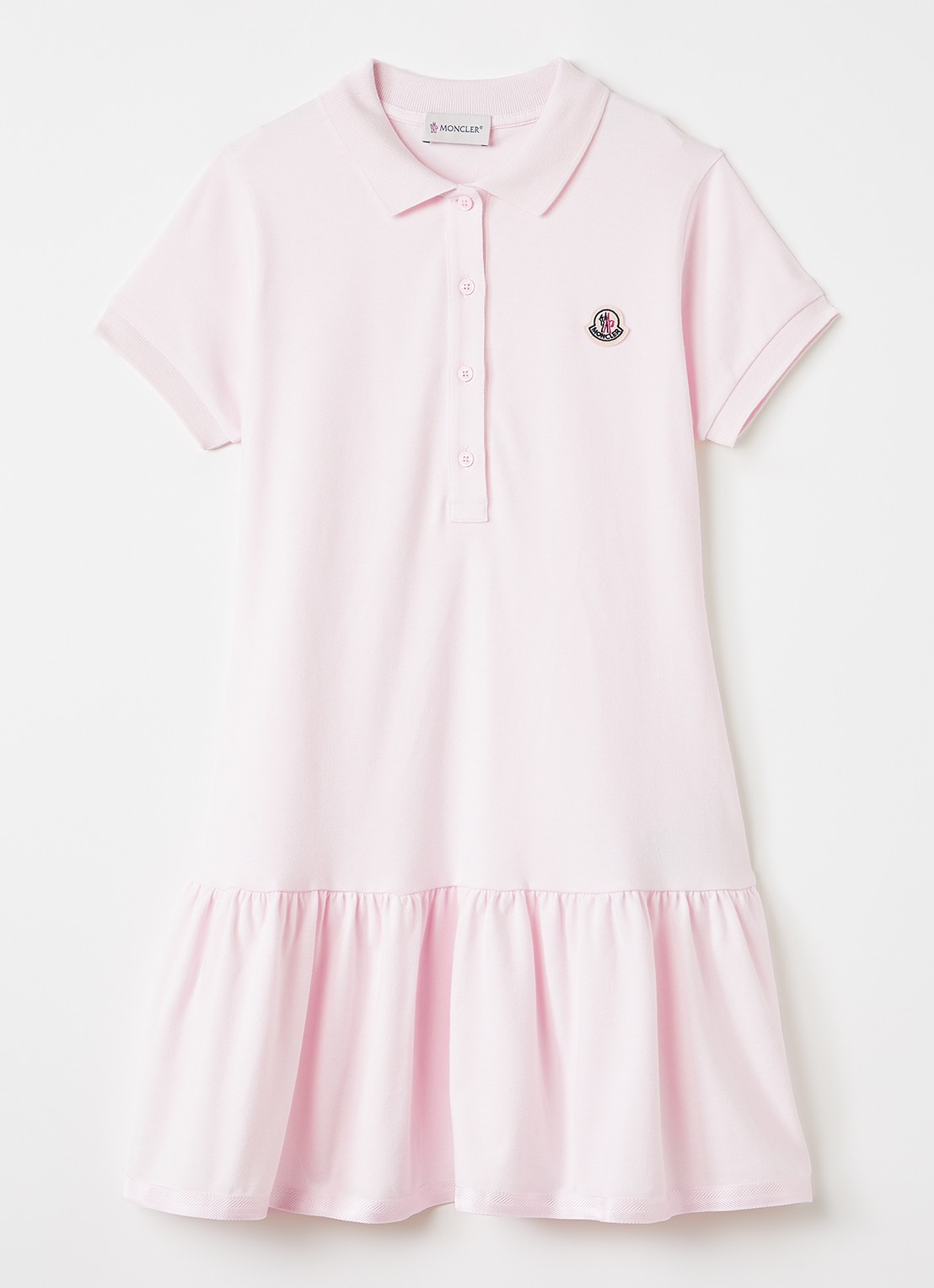 Moncler Jurk met polokraag en logo - voorkant lichtroze