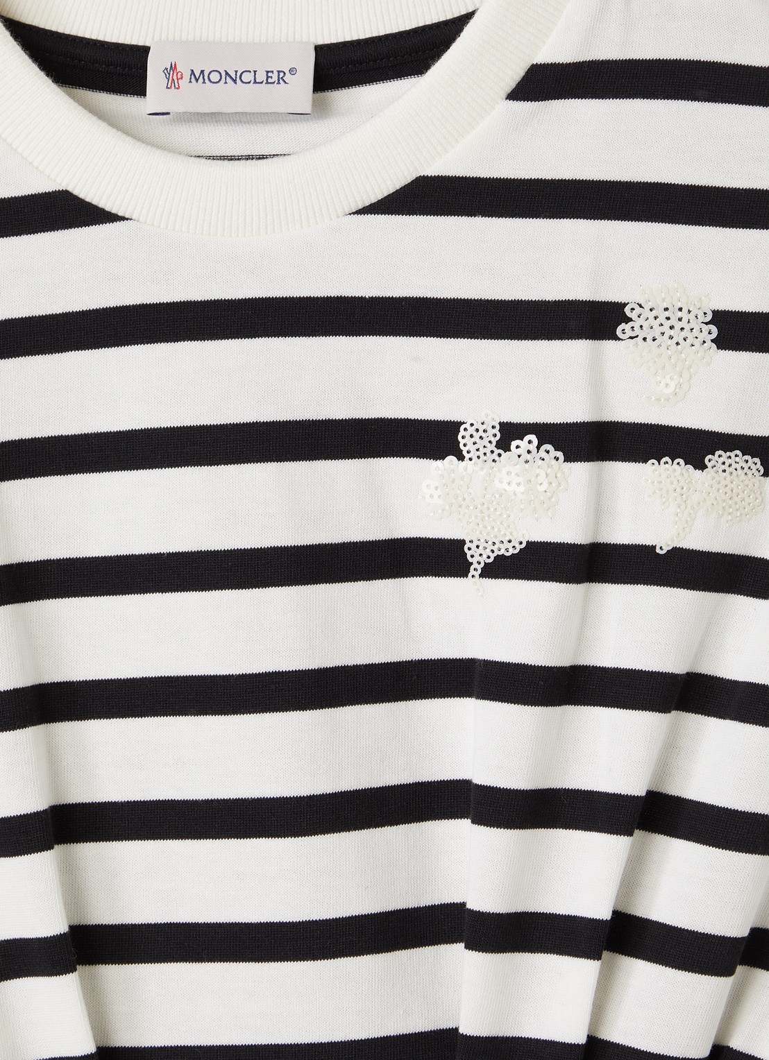 Moncler Jurk met streepprint en strikceintuur - detail zwart