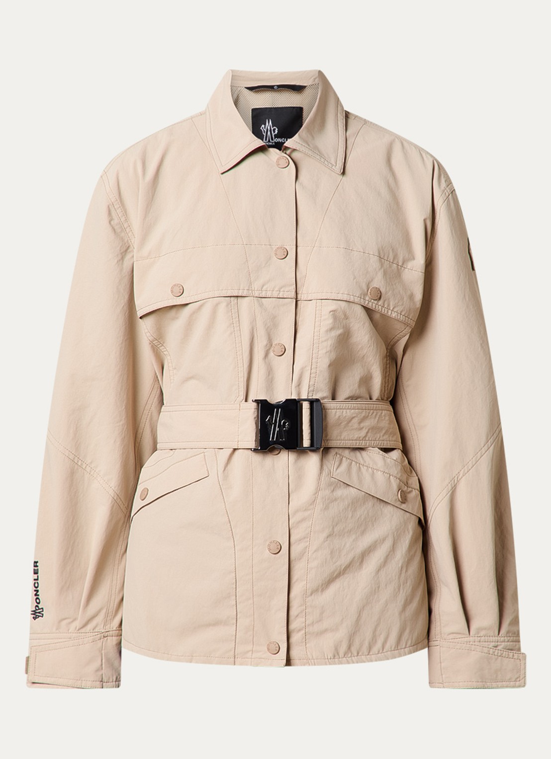 Moncler Kaeng jack met ceintuur - voorkant beige