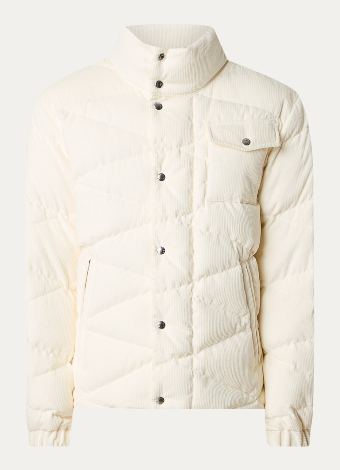 Moncler Kaver puffer jack van corduroy met donsvulling - voorkant 4 gebroken wit