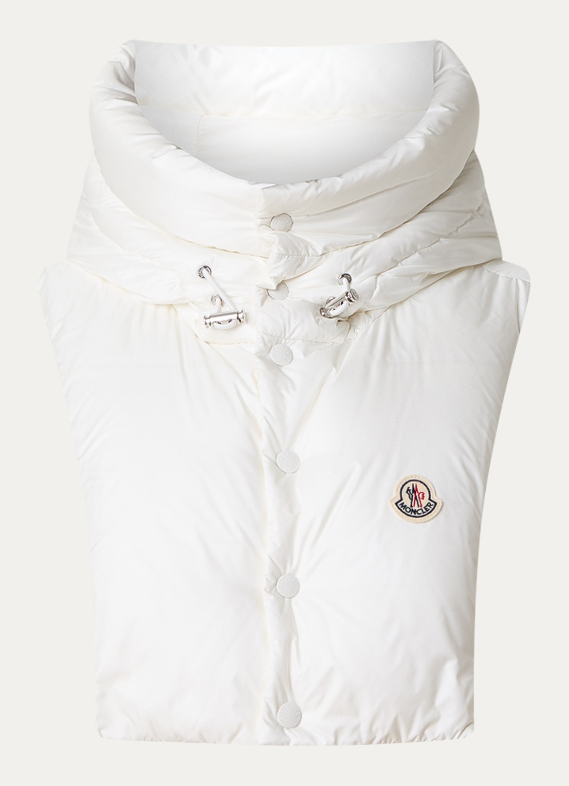Moncler Kraag met capuchon en donsvulling - voorkant wit