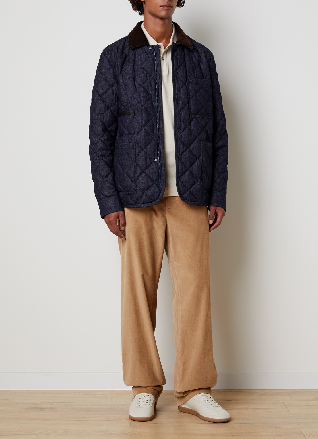 Moncler Kryen gewatteerde jack van denim met donsvulling en quilt patroon - voorkant 2 indigo