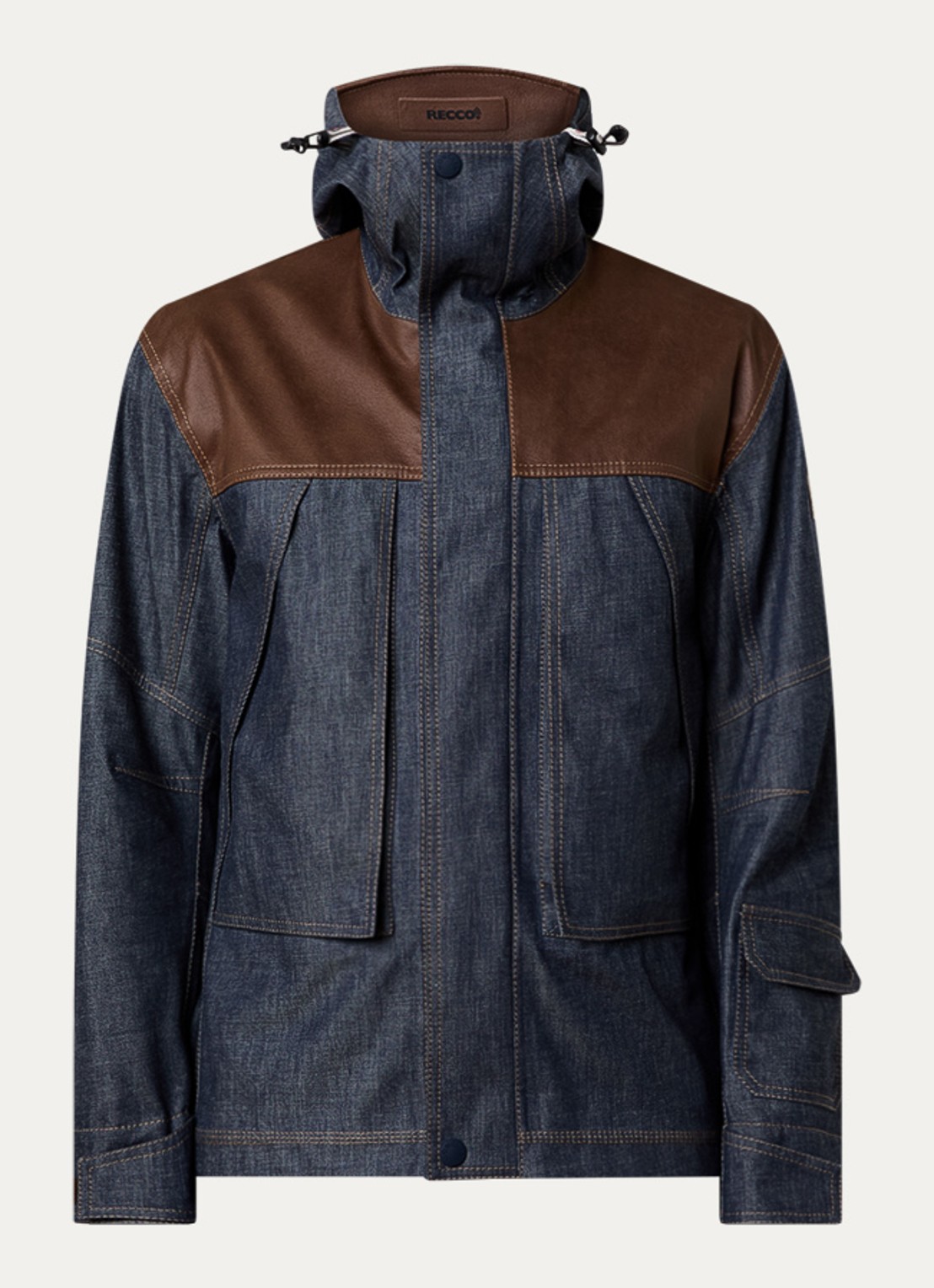 Moncler Langtang ski-jas met capuchon en ritszakken - voorkant indigo