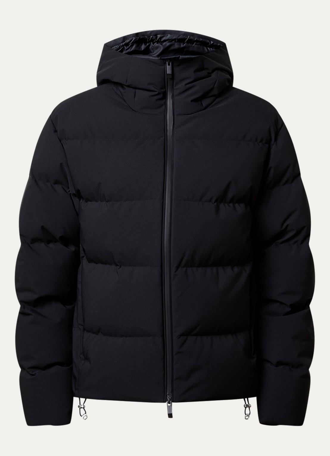 Moncler Languedoc puffer jack met donsvulling en capuchon - voorkant zwart