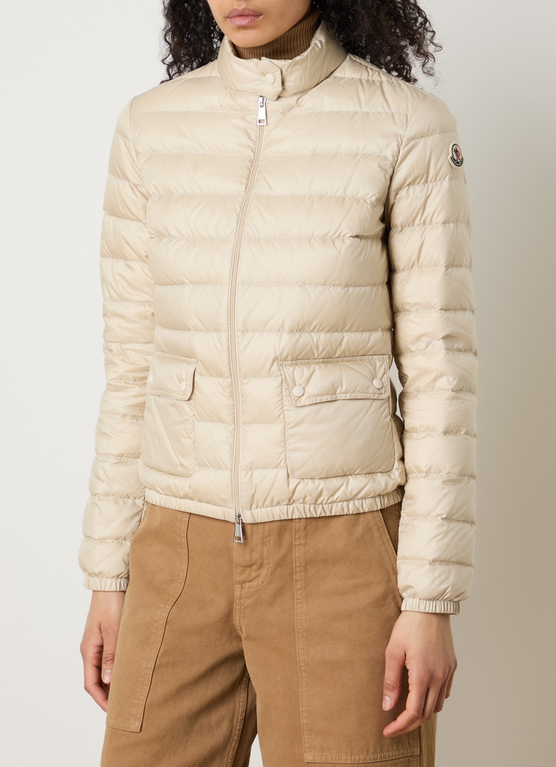 Moncler Lans gewatteerd jack met donsvulling en klepzakken - detail 3 beige