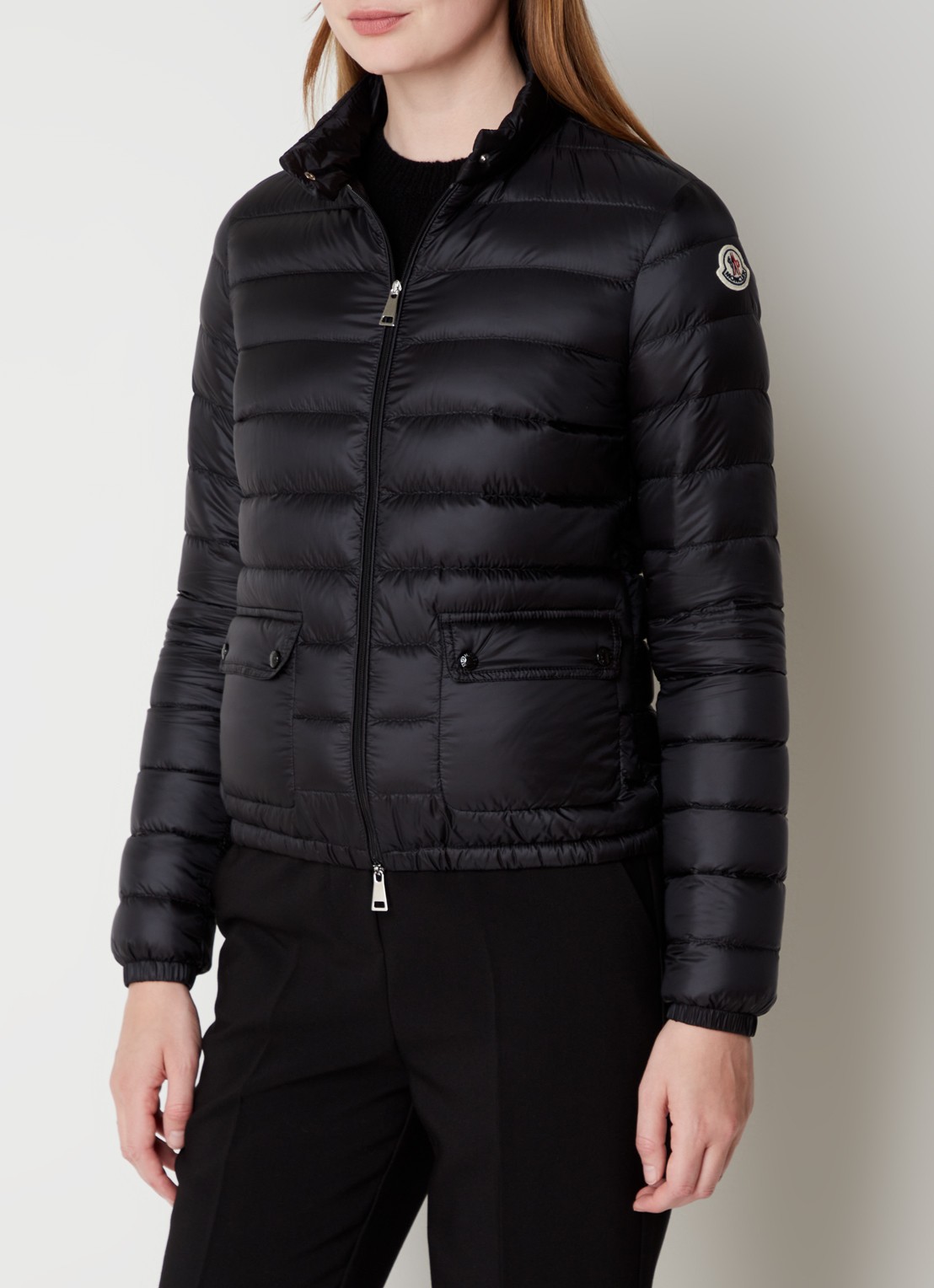 Moncler Lans gewatteerd jack met donsvulling met logoborduring - detail 2 zwart